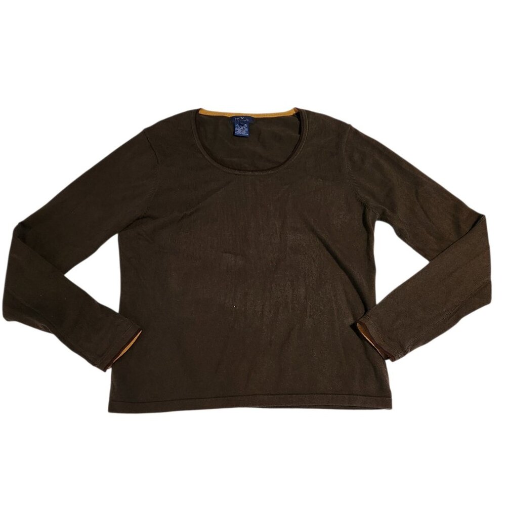 Vintage Faconnable Sweater Raglan Brown Crewneck Soft‎ Cashmere Blend Mens Large